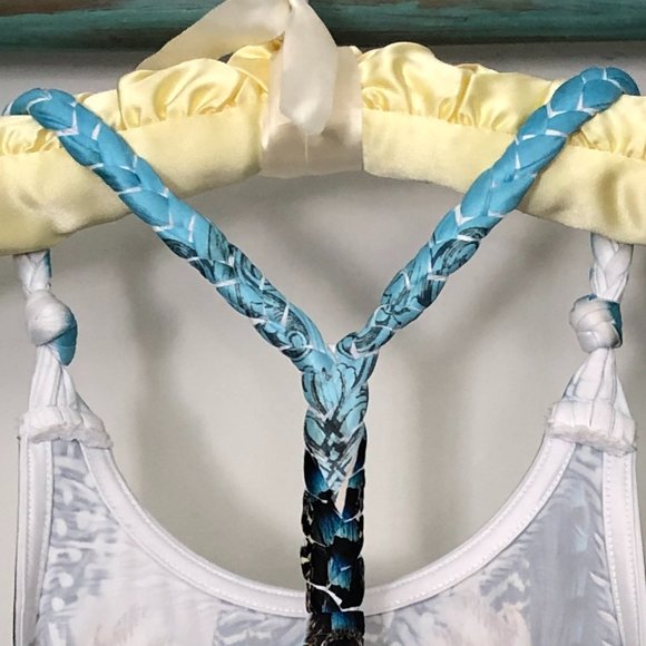 Sophie & Mia Feather Print High- Low Dress with Braided Racerback Straps - Picture 10 of 14